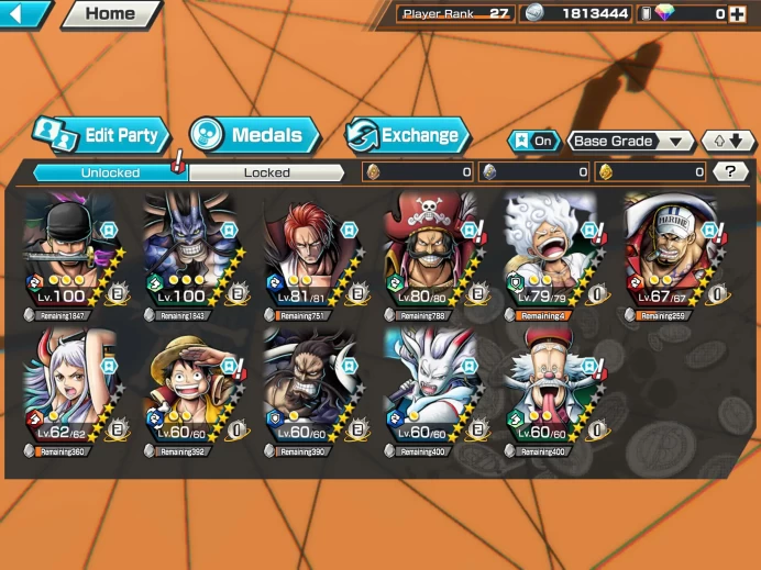 BR641-IOS+Android-10 Ex(Luffy Gear 5+Zoro+Kaido v3+Roger+Akainu+Shank v2+Kaido v2+Yamato+Luffy+Yamato Hybrid)+Good Medal+Support 141%+Sanji