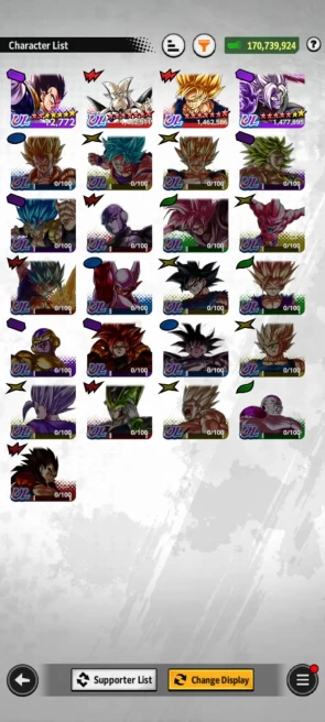 ANDROID+IOS- UL Zamasu 12S+ 23 LL (zamasu+Goku kid saga+Broly 9s+Buu kid+Rose Goku Black) Godly Equip For Team (D27)