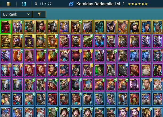 starter. Mythical komidus Darksmile/ 18 legendary //5500 gems
