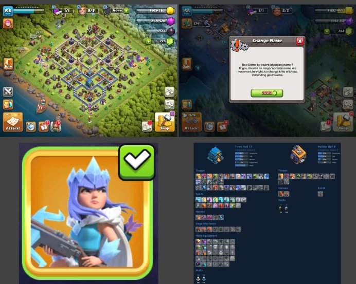 ■TH:12 (+60%) ■Heroes: K38 Q56 P30 W20 ■Skins:1 ■BH:8 ■Full Access ■Instant Delivery ■A498