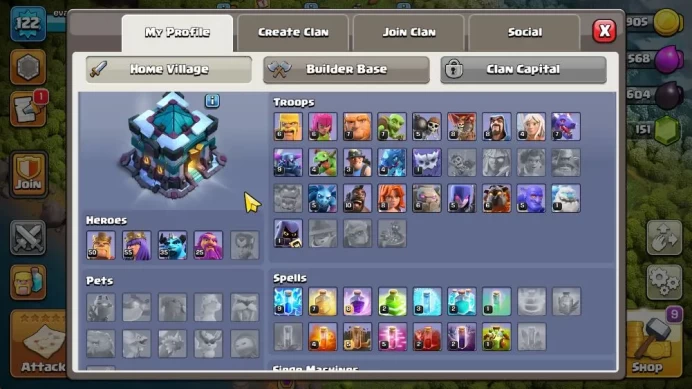 TH 13 - BH 8|LV 122|Limited Skin Hero|HH 6|BK 50,AQ 55,GW 25,MP 35,RC 0|Gems 151|CN ON|Protect OFF|TAKE MAIL(COC1742)