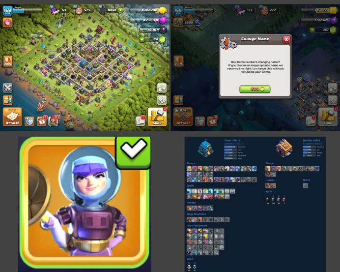 ■TH:12 (+70%) ■Heroes: K55 Q59 P30 W29 ■Skins:1 ■BH:9 ■Full Access ■Instant Delivery ■A541