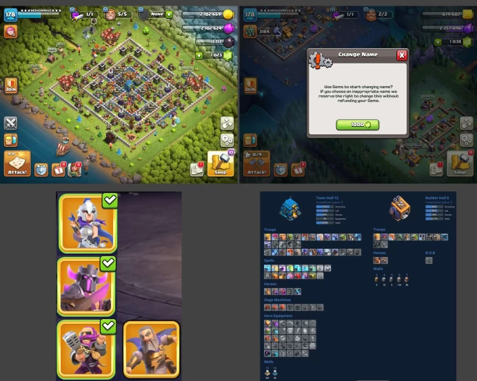 ■TH:12 (+60%) ■Heroes: K42 Q51 P30 W24 ■Skins:4 ■SW:1239 ■BH:8 ■Full Access ■Instant Delivery ■A544