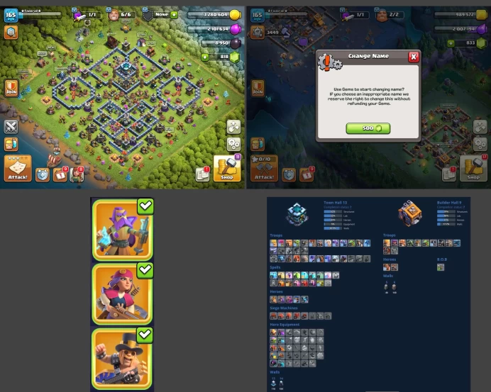 ■TH:13 (+60%) ■Heroes: K33 Q62 P40 W19 C25 ■Skins:3 ■SW:1235 ■BH:9 ■Full Access ■Instant Delivery ■A563