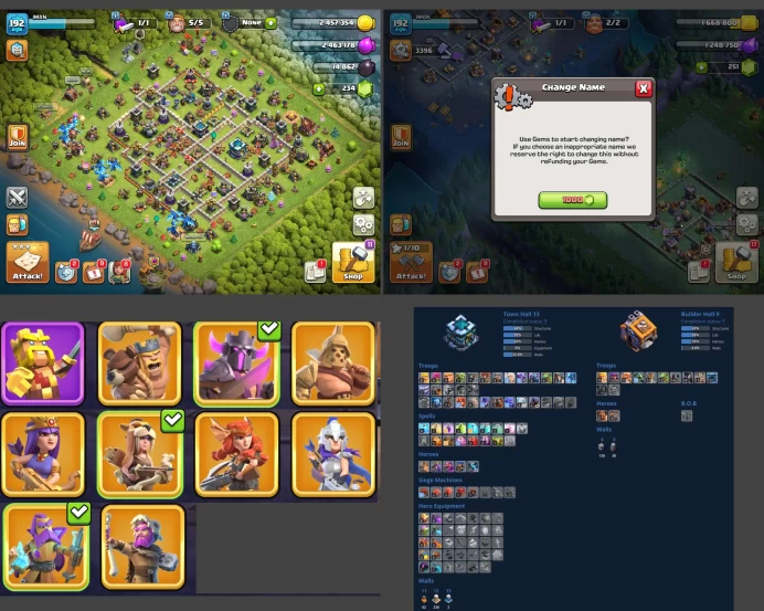 ■TH:13 (+50%) ■Heroes: K49 Q60 P40 W24 C12 ■Skins:9 ■BH:9 ■Full Access ■Instant Delivery ■A607
