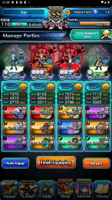 [GLOBAL]| Rank 110 | 14 Ascend |(Shiro EmiyaTW, WH FenTW, Ainz, SaberAlterTW Etc)+Sp.Art Garou,Sagiri,Saber |CHECK SS(GS1244)											