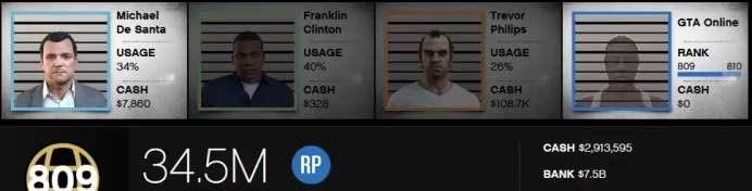 [Rockstar PC ONLY] 809 LVL / 7,4 BILLION MONEY $ ID:2578
