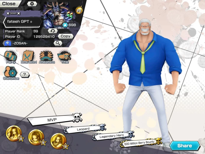 BR645-IOS+Android-6/5 Ex Max(Garp+Kuzan+Lucci+Snake+Roger+Kaido)+Good Medal+Support 159%+Egghead Zoro Max+Jabra Max+Bluneo Max+Ulti Max+Kid Max