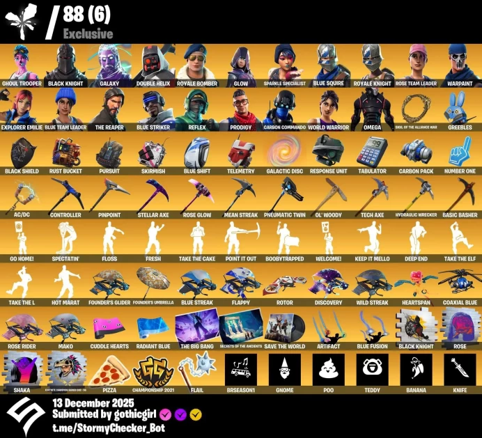 198 Skins | OG Ghoul Trooper | Galaxy | Double Helix | Royale Bomber | Glow | World Warrior | Spectatin | Fresh | Rare Emotes