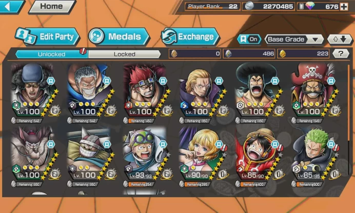 BR647-Android-4 Ex(Garp Max+Kuzan Max+Roger Max+Lucci)+676 Diamond RD+Good Medal+Support 143%+Oden v2 Max+Jabra Max+Young Ray Max+Law Max+Koby