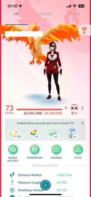 Level 73, 4 Legend IV100, 360 Shiny, 317 Legend, 72 IV 100, 13 Shiny Legend, 44 Shadow Legend