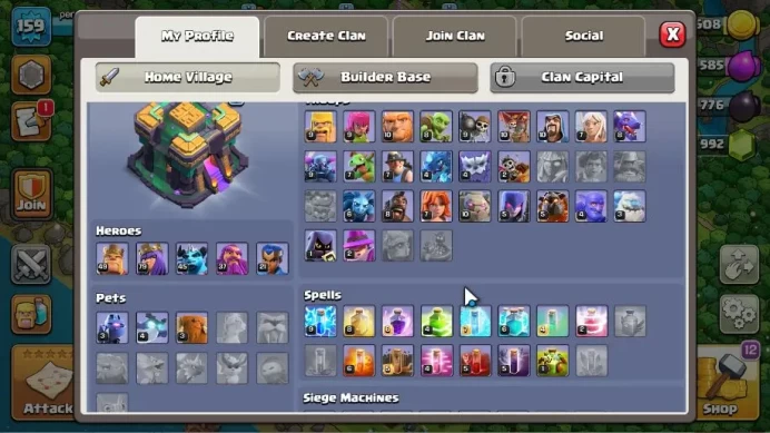 TH 14 - BH 9|LV 159|Limited Skin Hero|HH 8|BK 49,AQ 79,GW 37,MP 45,RC 21|Gems 1992|CN Off|ProtectOFF|TAKE MAIL(COC1748)