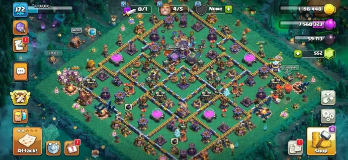 TH 15 Full Max, 3 Equipment Epic, Defense Max, Wall High Level, 4 Hero Skin, 1 Map Skin, Magic Items, Hero High Level