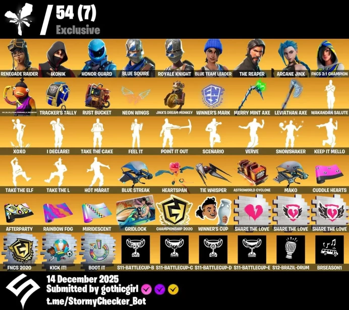 320 Skins | OG Renegade Raider | Ikonik | Honor Guard | Season 2 | Minty Axe | Leviathan Axe | Season 3 |