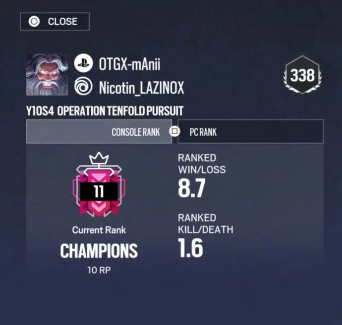 PSN,Linkable,PC,Xbox - Level338 - 1x Champion SeasonTenfold Pursuit - KD1,57 - Renown155.782 - Black lces 22 - Epic Gun 41 Rare 39 -Seasonals 8