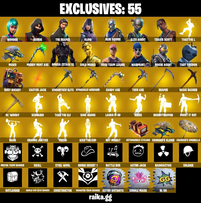 [PC/PSN/XBOX/NTD] 207 SKINS | WONDER | IKONIK | TRAVIS SCOTT | THE REAPER | GLOW | BLUE SQUIRE | ELITE AGENT | SCENARIO | ROYALE KNIGHT