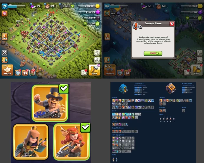 ■TH:12 (+75%) ■Heroes: K59 Q58 P30 W29 ■Skins:3 ■BH:9 ■Full Access ■Instant Delivery ■A923