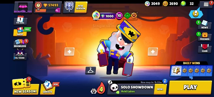 [Code 8355] Level 195 / 57k Trophy + Bellhop Mike / 192 Skins / Very Cheap