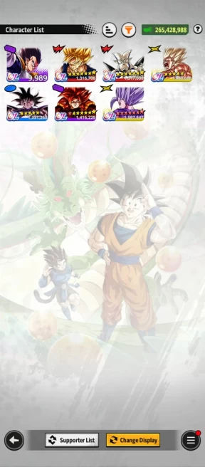 265m Power+UL Gohan Beast Full+UL sss4 Gogeta 8S+UL Turles+UL ssj Goku+49 LF (Goku daima Full) Spaking Red Star+Zenkais 35+ Godly Equip 42+(D31)