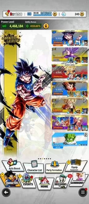 265m Power+UL Gohan Beast Full+UL sss4 Gogeta 8S+UL Turles+UL ssj Goku+49 LF (Goku daima Full) Spaking Red Star+Zenkais 35+ Godly Equip 42+(D31)