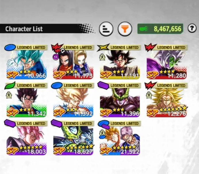 D827-IOS+Android-UL Zamasu Full Red Star+11 Legends Limited+Good Equipment+Trunk and Gohan+Broly+Rose+Vegito+Goku Black+Perfect Cell