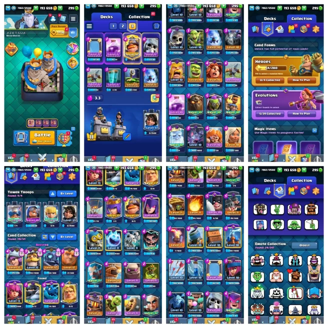 Y8【KT 11_LVL 35】5 EVO CARD◆4 CARD LVL 13◆6.2K TROPHY◆24 EMTOE◆NC 500 GEMS◆GOOD DEAL