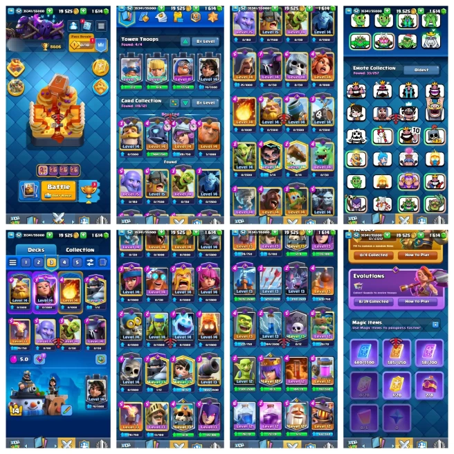 Y11◆7 #TAG ACC【KT 14_LVL 52】8 EVO◆2 CARD LVL 15◆29 CARD LVL 14◆8.6K TROPHY◆5 SKIN◆9 YEAR PLAYED【TH 12 ALMOST MAX ACCOUNT】
