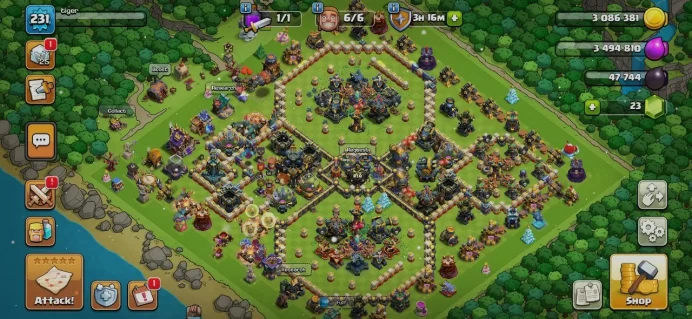 TH 17 Max, 8 Equipment Epic 3 Lv 27, Defense Max, Wall Max, Change Name 500Gem, League Medal, Magic Items