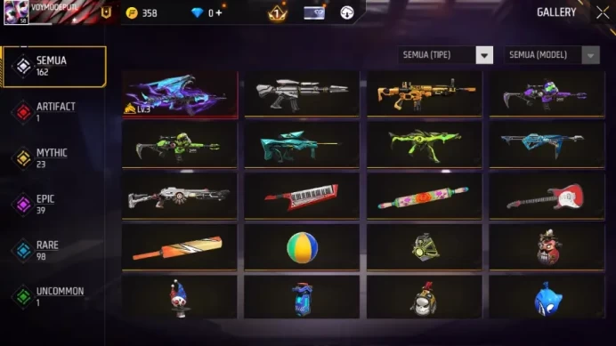 Indonesia|AK47 Blue Flame Lv 4, M1014 Apocalyptic Dark, etc|Vault 162 + Bundle 64|Log Google|Check SS(FF1231)