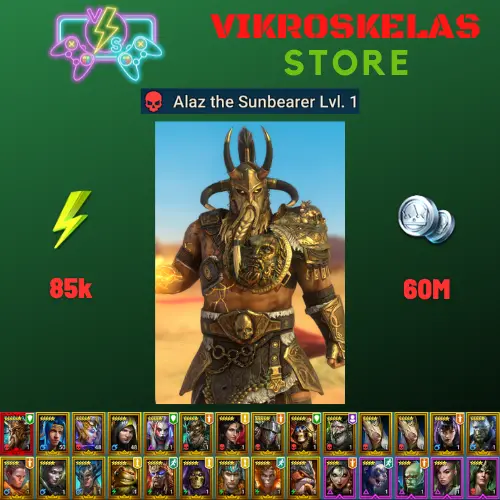 Starter with Mythical - Alaz : 85k energy / 60 mln coins / Roanas 2x, Arix, Ninja + 19 Login Legendaries / Dyana, Fenax
