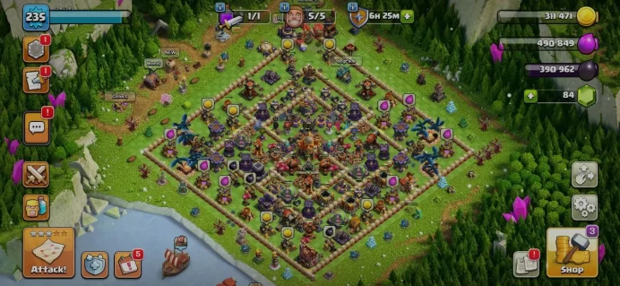 TH 16 Full Max, 7 Equipment Epic, Wall Max, Defense Max, 8 Hero Skin, Hero High Level