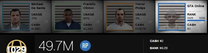 [Rockstar PC ONLY] 1029 LVL / 9,2 BILLION MONEY $ ID:2595
