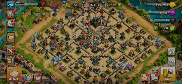 TH 17 Max, 4 Equipment Epic 1 Lv 27, Defense Max, Wall Max, 1 Map Skin, 3 Hero Skin