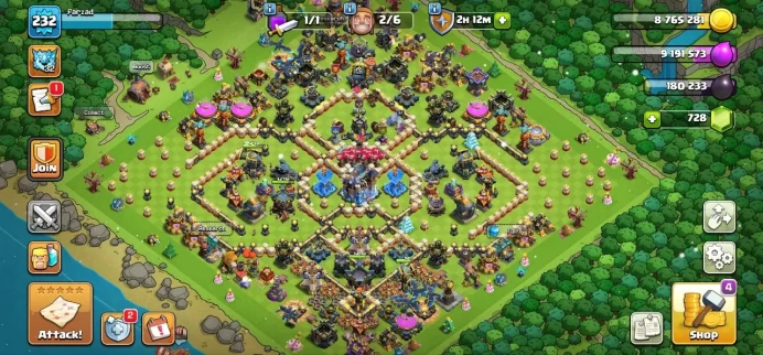 TH 18 Almost Max, 10 Equipment Epic 4 Lv 26-27, Defense Max, 9 Hero Skin, Wall High Level, Magic Items