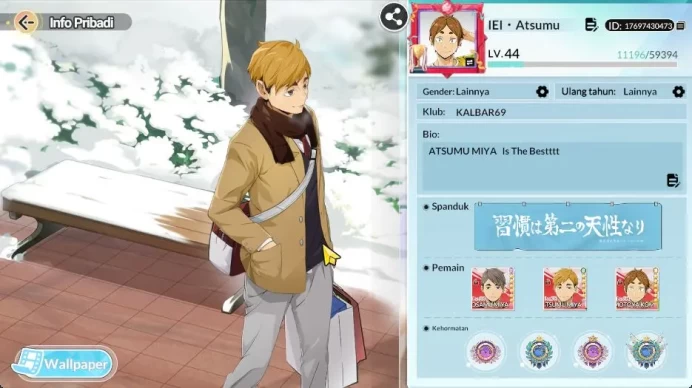 SEA|Lvl 44|4 UR+Memo [Komori,Hirugami,Atsumu,Osamu]+ 12 SSR[Kita,Suna,Tsukiahim,Iwaizumi,Aone,Etc]|Google|Check SS (HFH900)