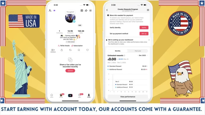 US Monetized Creator Rewards Program Account | 14k Real Followers & 150k Likes | Real screenshots + Full Access + Account in Good Standing