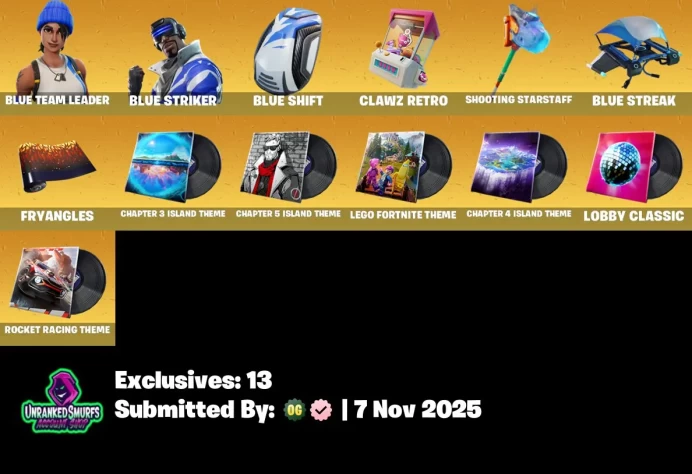 [PC/XBOX/PSN/SWITCH] 10 skins | Blue Team Leader | Blue Striker | STAGE 5 | STAGE 5 | The Ace | Giddy-up | Redline