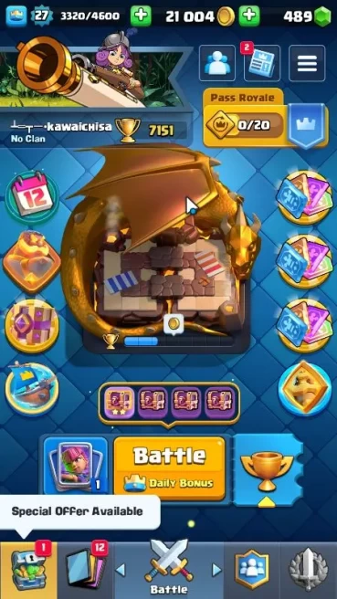 Lvl 27|Trophy 7151|KTL 10|Limited Skin|Card 103|1 Hero,2 EVO,4 Champ,9 Legend,33 Epic,30 Rare,29 Common|Take Email(CR1009)