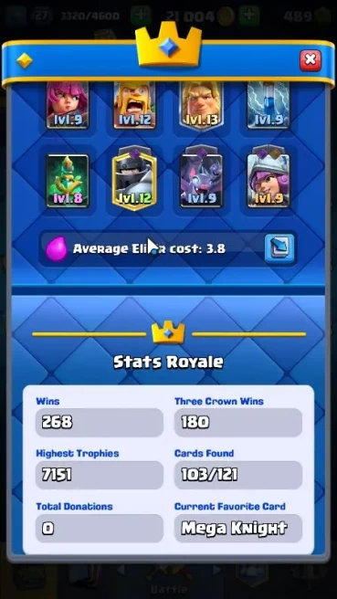 Lvl 27|Trophy 7151|KTL 10|Limited Skin|Card 103|1 Hero,2 EVO,4 Champ,9 Legend,33 Epic,30 Rare,29 Common|Take Email(CR1009)