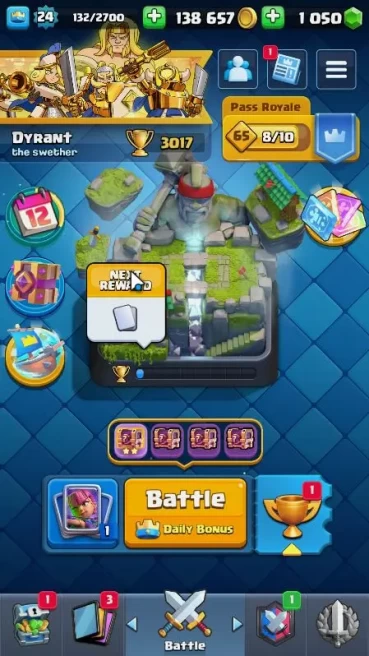 Lvl 24|Trophy 3017|KTL 9|Limited Skin|Card 65|1 EVO,18 Epic,23 Rare,24 Common|Take Email(CR1011)