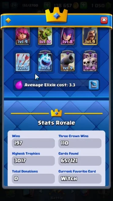 Lvl 24|Trophy 3017|KTL 9|Limited Skin|Card 65|1 EVO,18 Epic,23 Rare,24 Common|Take Email(CR1011)