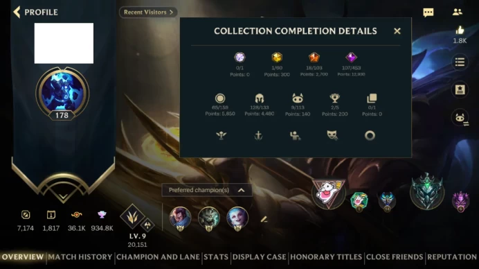 EU / MASTER PEAK / 191 SKINS / 1 Mythıc / 18 Legendary / 107 Epic / 128 CHAMPIONS / 110.000 B.E #W0A003