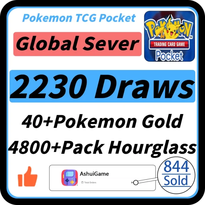【Global】2230 Draws | 4800+Pack Hourglass | 2400+Wonder Hourglass | 40+Pokémon Gold | AR Card: 1-6 Random | 002