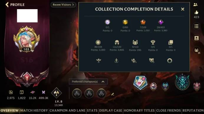 EU  /  GRANDMASTER PEAK / 71 SKINS / 7 Legendary / 28 Epic / 111 CHAMPIONS #W0A043