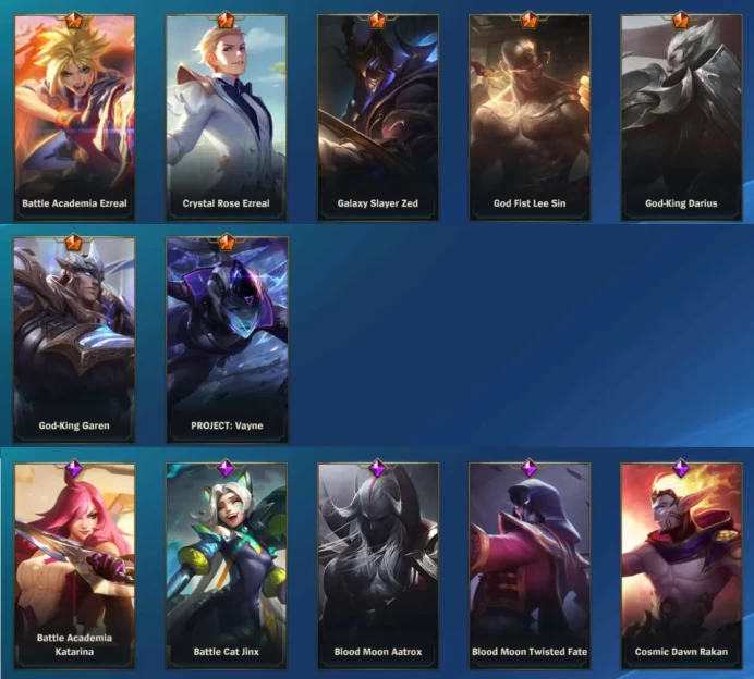 EU  /  GRANDMASTER PEAK / 71 SKINS / 7 Legendary / 28 Epic / 111 CHAMPIONS #W0A043