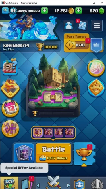 [A207] High Value Account |LV55 |KT 15 |Arena 25 |10,000 Trop |12 Evo |6x Lv15 |14x Lv14 |121 Cards |82 Emotes | FREE Name Change| Bonus BS 28K 