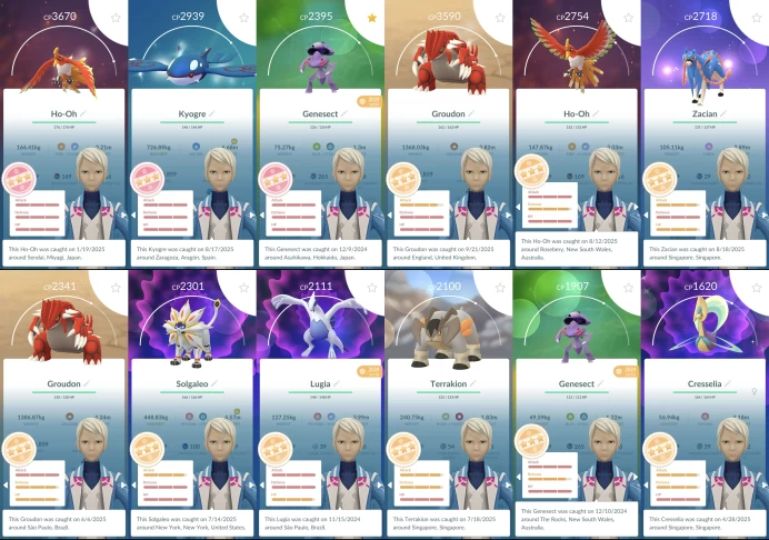 d163# Level 72, 140.4M XP, 11.8M Dust, HUNDO HO-OH KYOGRE GENESECT, 96-98IV GROUDON HO-OH, 492 Total Pkm, 37 Hundo, 152 Shiny, 272 Legendary, 33