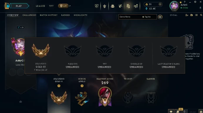 EUW / GOLD 3(41LP) %70WR / 96 Champ / 43 Good Skins(1 Ultimate, 1 Mythic, 7 Legendary, 14 Epic) / 13K BE / 135 LVL/ S6 ACC /HANDMADE/FULL ACCES 