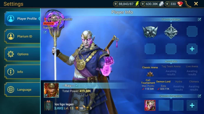 Lv32 419K Power|2 Mythical(Galathir,Androc)23 Legendary(Underpriest,Boragar,Gamuran,Ugir)88,8K Energy|Check SS(RSL1140)