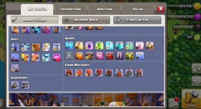 Townhall18! best in all market +wall max th 18 queen max + gifr royal lvl 50 : 2286